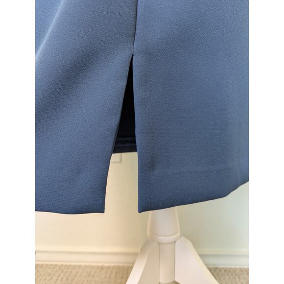 JS Collections Beaded Bodice Crepe Mineral Blue Midi Sheath Dress Women Size 10 - Picture 11 of 16